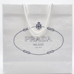 Prada White Embossed Gift  Bag